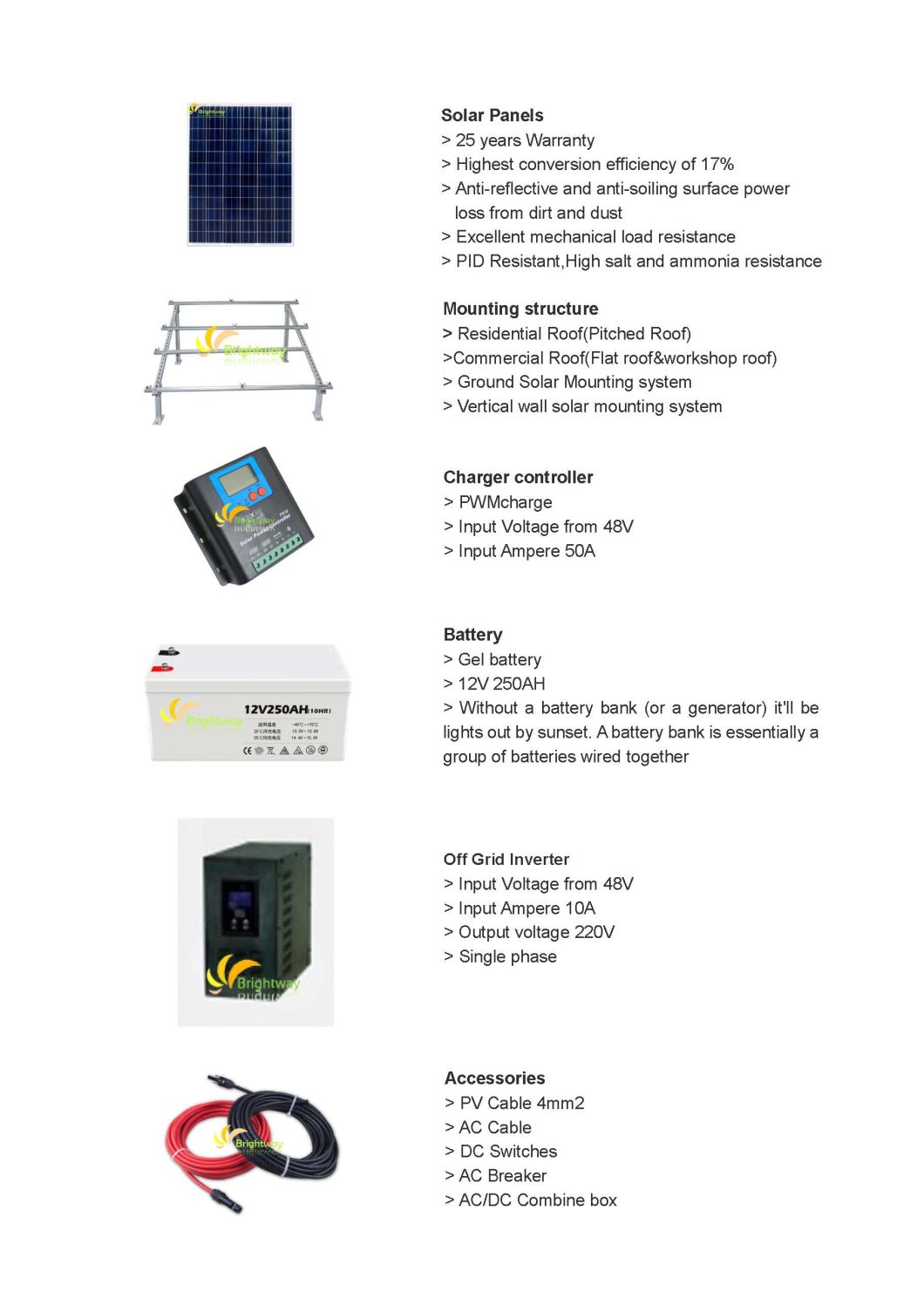 3kva/5kva/8kva Sistema de energia solar fora da rede para casa/escritório/fazenda/hotel