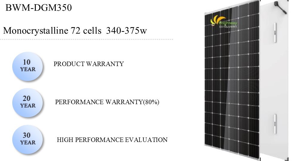 Painel solar monocristalino de vidro duplo 350W 