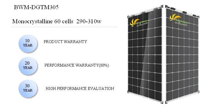 Painel solar transparente/monocristalino de vidro duplo 305W 