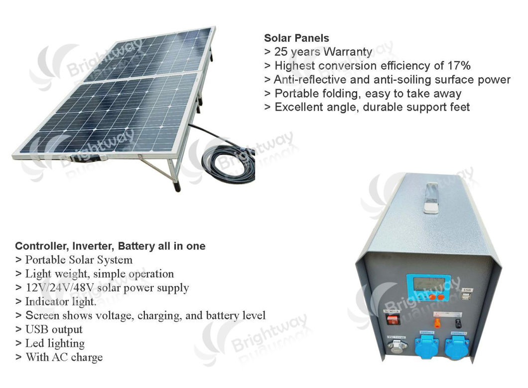 DC Sistema de iluminação de energia solar portátil portátil para fã de TV PC 